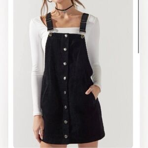 Francesca's Collections Black Mini Pinafore Dress